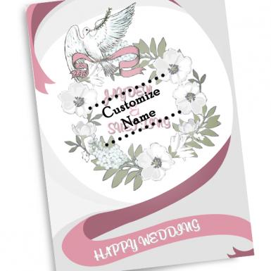 Dove Dovy Floral Wedding Congrats Custom Card