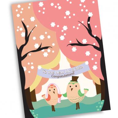 BIG Birdy Couple Wedding Congrats Custom Card (Extra Large)