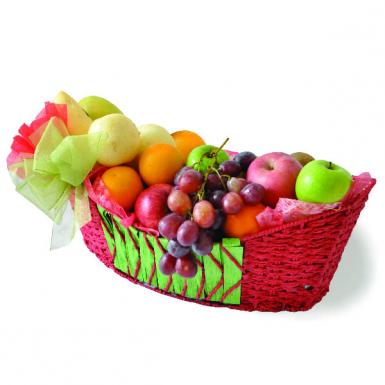 Fruity Pillage - Fruits Hamper Basket - Grapes, Apple, Oranges, Pear & Mango