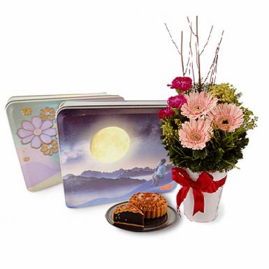 Precious Lunar - Mooncake Gift with Flowers