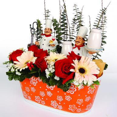 Alberto Swiss Chef - Salt & Pepper Shakers with Flowers Gift