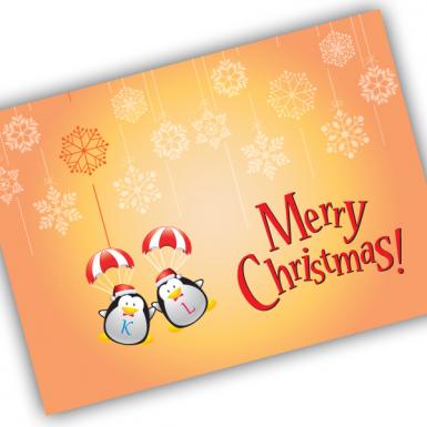 Christmas - Parachuting Penguin Card (EXTRA LARGE)