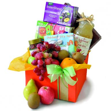 Baby & Momma Treats - Newborn Baby Shower Fruits & Organic Juice Hamper