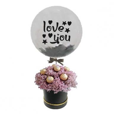 Love You Baby Breath - Flowers with Balloon