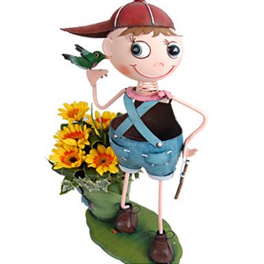 Garden Romeo - Valentine Metal Sculpture Gerberas Pot