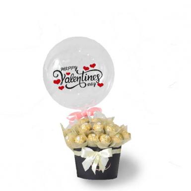 Chocolaty Valentine - Ferrero Rocher Chocolates Bouquet with Love Balloon