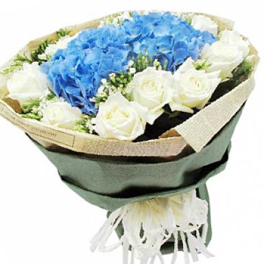 Poisy Hydrangea M - Hydrangea Roses Bouquet