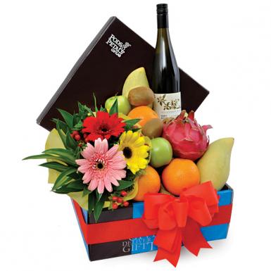 Loving Wellness - Fruits Hamper with Honey & Be Well Flowers