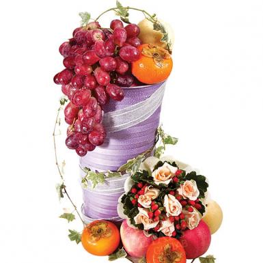 Tutti Fruitti - Get Well Flower with Fruits Hamper