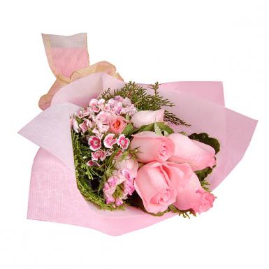Rosy Pink - Roses Hand Bouquet Posy