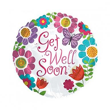 Get Well Flowers Balloon 17 Inch Foil Balloon - Float