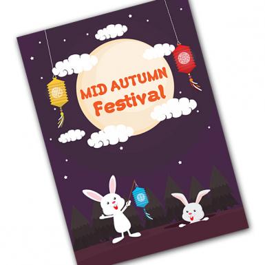 Lunar Rabbit Greeting Card - Mooncake Mid-Autumn Greetings