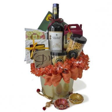 Mor Indian Savories Gift Hamper - Diwali candy, Chocolate, Murukku, Wine