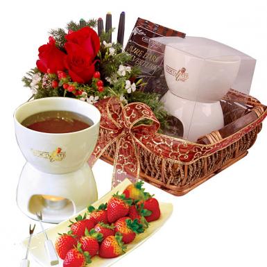Cocoa Fondue - Chocolates Gift with Flowers