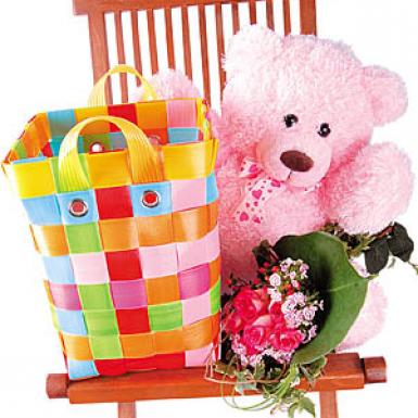 MUERLY PINK - BEAR WITH FLOWER POSY