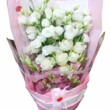 ROSY EUSTOMA - ROSES & EUSTOMAS HAND BOUQUET