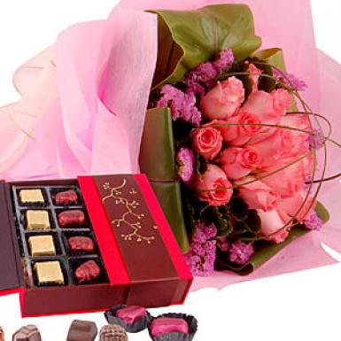 ADONIA - ROSES BOUQUET WITH DECADENCE PRALINE CHOCOLATES