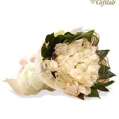 White Seville - Cream Ivory Roses Hand Bouquet