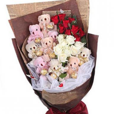 Missy Bea - Ferraro Rocher Beary Roses Bouquet
