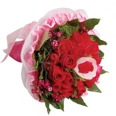 Single Heart - Red Roses Floral Hand Bouquet