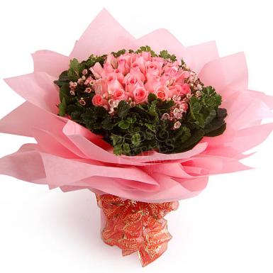 PINK ALVA - ROSE HAND BOUQUET