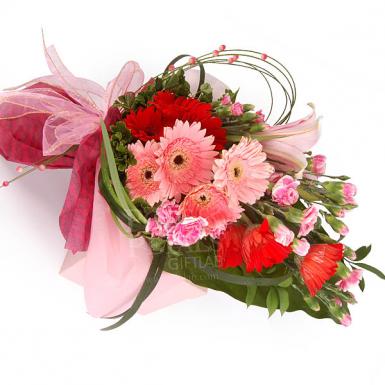 SERAPHIN - GERBERAS LILIES HAND BOUQUET