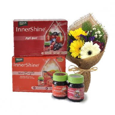 Inner Beauty Gerby - Innershine Mato Bright Essence & Berry Essence Gift w Gerberas