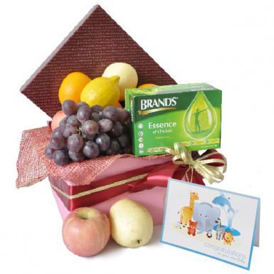 Healthy Mom - Brand's Essence of Chicken with Fruits & Baby Custom Card Gift Hamper