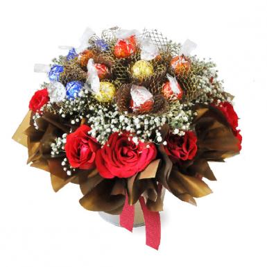 Lindt Love - Lindt Lindor Chocolates Dome with Roses