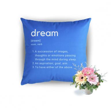 Dream - Bear & Orion Inspiring Definition Pillow Gift with Gerberas