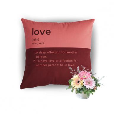 Love - Definition Pillow Bear & Orion Inspiring Gift with Flowers