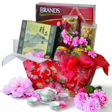 Flourishing Health Gaiwan Teaset Hamper - Chinese New Year Cookies Tea Gift