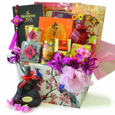 Wealth Abundance Chinese Hamper - Oriental New Year Scallops, Birdnest, Hennessy Gift