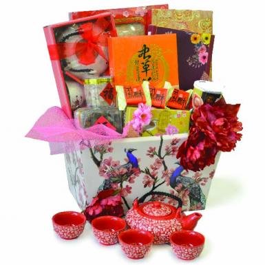 Flourishing Year Teapot set Hamper - Chinese Birdnest, Abalone, Scallops Oriental Gift