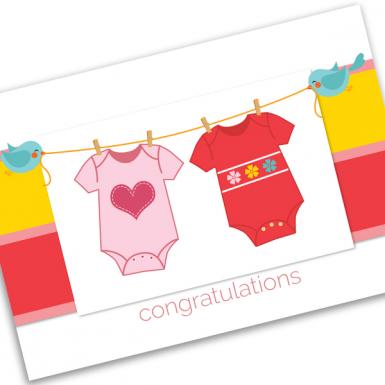 Romper Girl Baby Card