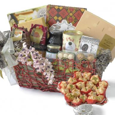 Kibar Halal Hamper - Royce, Godiva, Lindt Chocolates, Raya Cookies Basket Gift