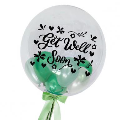 Get Well Globo - Be Well Globe Bubble Balloon 24in with mini balloons