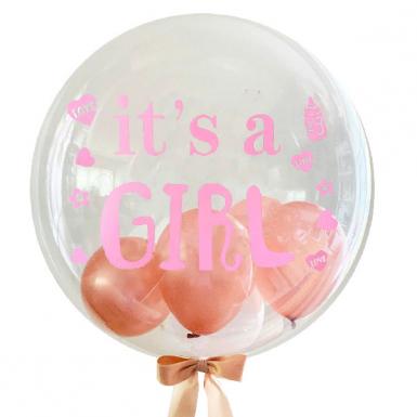 Baby Girl Congrats Globo - Globe Bubble Balloon 24in with Mini Balloons