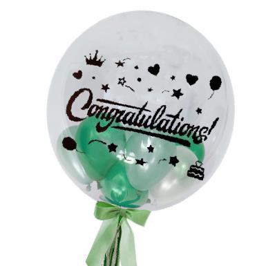 Congratulation Globo - Globe Bubble Balloon 24in with Mini Balloons