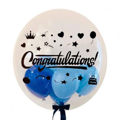 Congratulation Globo - Globe Bubble Balloon 24in with Mini Balloons