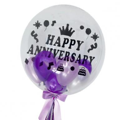 Happy Anniversary Globo Globe Bubble Balloon 24in with Mini Balloons