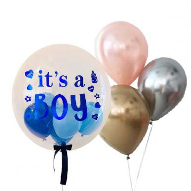 Baby Boy Bubbly Float 24inch - Newborn Baby Shower Balloon Bouquet