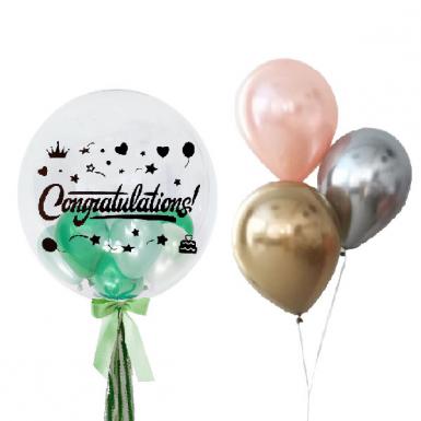 Congratulation Bubbly Balloon Float 24inch - Congrats Balloon Bouquet