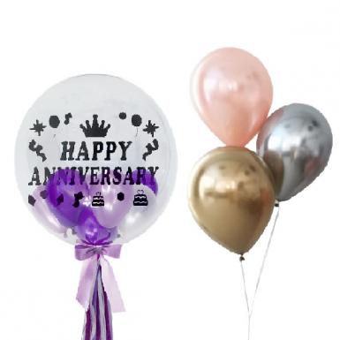 Anniversary Bubbly Balloon Float 24inch - Happy Anniversary Balloon Bouquet