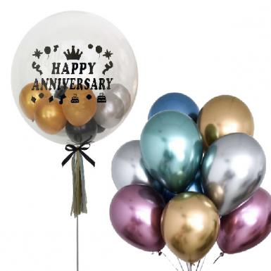 Anniversary Bubble Balloon Float 24inch - Happy Anniversary Balloon Bouquet