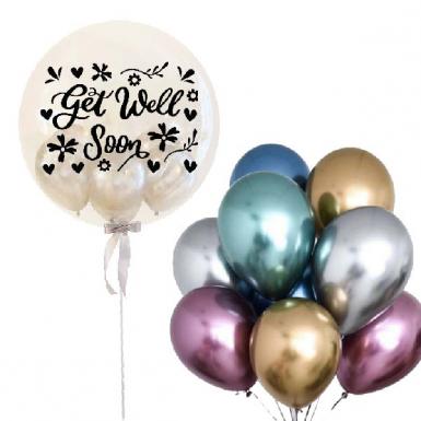 Get Well Bubble Balloon Float 24inch - Speedy Recovery Helium Balloon Bouquet