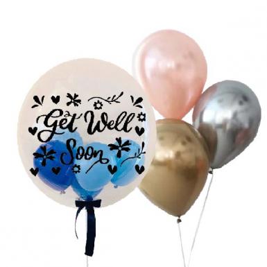 Get Well Bubbly Helium Balloon Float 24inch - Speedy Recovery Balloon Bouquet