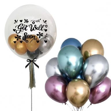 Get Well Bubble Helium Balloon Float 24inch - Speedy Recovery Balloon Bouquet