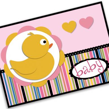 Duckie Girl Baby Card