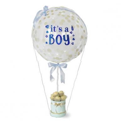 Newborn Baby Boy Glitter Balloon - Ferrero Rocher Box
